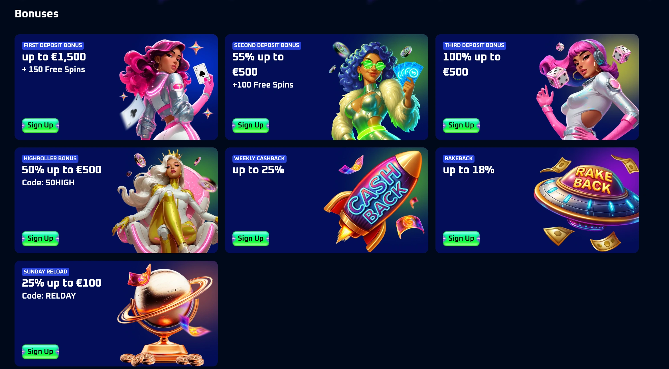 Accesso al profilo e promozioni Spinwinera